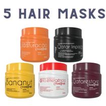 Kit Cronograma Capilar C/ 5 Máscaras Qatar Hair 500 gramas