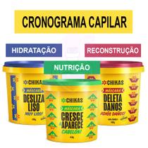 Kit Cronograma Capilar Chikas Masc 450g - 3 produtos Hidratação, Nutrição e Reconstrução