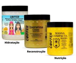 Kit Cronograma Capilar Coiffer Hidratação Nutrição Reconstrução 3 Unidades