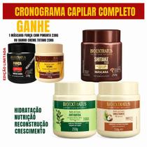 Kit Cronograma Capilar Completo BioExtratus 3 Máscaras 250g mais BRINDE Masc Força com Pimenta ou Tutano 230g Kit Cronograma Capilar Completo BioExtratus 3 Máscaras 250g mais BRINDE Masc Força com Pimenta ou Tutano 230g
