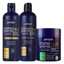 Kit Cronograma Capilar Completo Yenzah 3 Produtos Com Máscara Tratamento Cabelos Cacheados 480g
