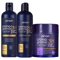Kit Cronograma Capilar Completo Yenzah 3 Produtos Com Mascara Tratamento Pos Quimica 480g