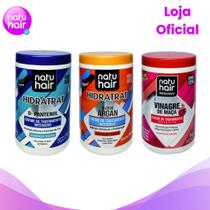 Kit Cronograma Capilar D-Pantenol + Óleo de Argan + Vinagre de Maça NatuHair
