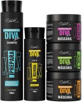 Kit Cronograma Capilar Diva By BSLife Shampoo, LeaveIn e 3 Máscaras Hidrata, Nutre e Repara Tratamento Profissional Completo para Cabelos Fortes
