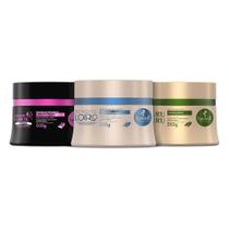 Kit Cronograma Capilar Haskell para Cabelos Loiros Hidratação, Nutrição e Reconstrução 3 Máscaras de 300g