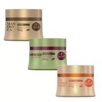 Kit Cronograma Capilar Haskell para Cabelos Quimicamente Tratados 3 Máscaras: Mandioca+ Bananeira+ Tutano