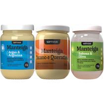 Kit Cronograma Capilar Manteiga Soft Hair Completo Mascara Tutano + Babosa + Argan 220g