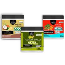 Kit Cronograma Capilar Máscara de Rícino + Azeite + Coco
