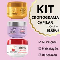 Kit Cronograma Capilar Máscaras Elseve Óleo Extraordinário Reparação Total 5 Hidra Hialurônico Tratamento