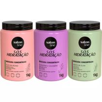 Kit Cronograma Capilar para Cabelo Cacheado SOS Hidratação Salon Line (3 itens)