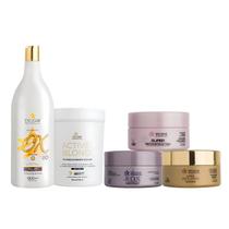 Kit Cronograma Capilar + Pó Descolorante Active + Ox 20 Vol