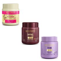 Kit cronograma capilar Reconstrução Pós Coloração + Shitake + Blond 250 gr Kit cronograma capilar Reconstrução Pós Coloração + Shitake + Blond 250 gr