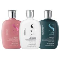Kit Cronograma Capilar Semi di Lino Alfaparf 3 Shampoos 250ml Brilho Nutrição Hidratação Reconstrução