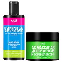 Kit Cronograma Capilar Widi Care Shampoo + Mascara Reconstrução Super Poderosas Vegano Cabelo 300g