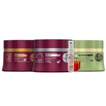 Kit Cronograma Haskell Cabelos Alisados Liso Com Força + Pós Progressiva + HidraNutre 300ml + Presente Lourre 15ml
