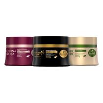 Kit Cronograma Haskell Cabelos Crespos Cavalo Forte + Murumuru + Quina Rosa 300ml