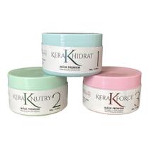 Kit Cronograma Máscaras Premium KeraHidrat 300g Isabelliss Kit Cronograma Máscaras Premium KeraHidrat 300g Isabelliss