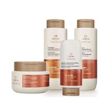 Kit Cronograma Nutrição Shampoo Condicionador Máscara Creme de Pentear Cabelos Secos Lumina Natura