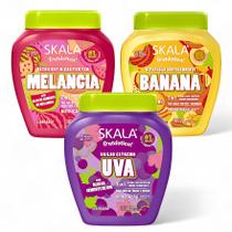 Kit Cronograma Skala Frutástica: Hidratação, Reconstrução e Nutrição com Cremes 2 em 1 Uva, Banana e Melancia