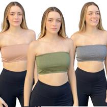 Kit Cropped Faixa Frente Dupla Confortável Sem Bojo Tamanho Único Várias Cores Primavera Verão 3033K Kit Cropped Faixa Frente Dupla Confortável Sem Bojo Tamanho Único Várias Cores Primavera Verão 3033K