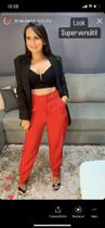 Kit Cropped preto com bojo, calça em alfaiataria, blaser premium, dona da moda TAM p Kit Cropped preto com bojo, calça em alfaiataria, blaser premium, dona da moda TAM p