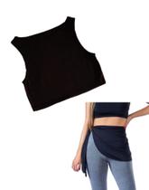 Kit Cropped Regata liso básico + Tampa bumbum fitness