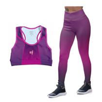 Kit Cropped Top Para Treino Musculação Roupa De Academia Confortável Calça Legging Feminina