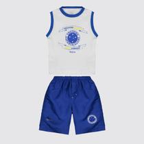 Kit Cruzeiro Regata e Shorts Infantil Branco e Azul Kit Cruzeiro Regata e Shorts Infantil Branco e Azul