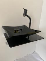 Kit Cuba 30x32cm De Vidro Preto + Tampo 40x30cm Preto + Suporte cromado Kit Cuba 30x32cm De Vidro Preto + Tampo 40x30cm Preto + Suporte cromado