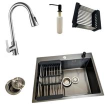 Kit Cuba Aço Inox 60x45cm + Torneira Monocomando Extensível