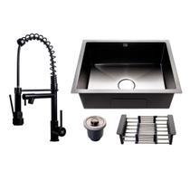 Kit Cuba Aço Inox C/ Torneira Flexível Gourmet Cozinha Preta - Holtter Home Design