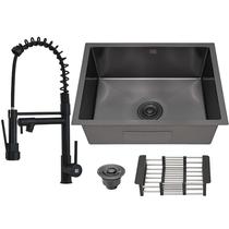 Kit Cuba Aço Inox C/ Torneira Flexível Gourmet Cozinha Preta