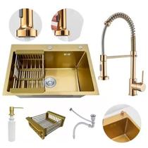 Kit Cuba Aço Inox Gourmet Cozinha Torneira Flexivel - Brinovar