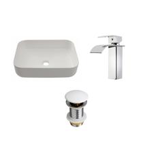 Kit Cuba Apoio Fluorita c/ Válvula e Torneira Monocomando Baixa Paraná Pingoo.Casa - Branco e Prata Kit Cuba Apoio Fluorita c/ Válvula e Torneira Monocomando Baixa Paraná Pingoo.Casa - Branco e Prata