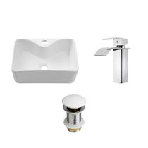 Kit Cuba Apoio Retangular c/ Válvula e Torneira Monocomando Baixa Paraná Pingoo.Casa Branco e Prata Kit Cuba Apoio Retangular c/ Válvula e Torneira Monocomando Baixa Paraná Pingoo.Casa Branco e Prata
