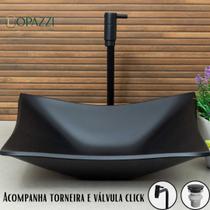 Kit cuba com torneira para banheiro + valvula click - modelo retangular linha matte luxo - Lopazzi