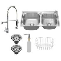 Kit Cuba Cozinha Aço Inox Dupla C/ Torneira Gourmet Extensor