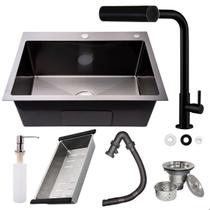 Kit Cuba Cozinha Aço Inox Gourmet Escovada Quadrada Com Torneira Gourmet Cozinha Bancada Cromada 4 Jatos Kit Cuba Cozinha Aço Inox Gourmet Escovada Quadrada Com Torneira Gourmet Cozinha Bancada Cromada 4 Jatos