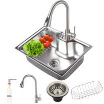 Kit Cuba Cozinha Gourmet 50x40cm + Torneira Extensiva Monocomando Quente/Fria de Bancada Premium Yab