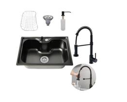 Kit Cuba Cozinha Gourmet Aço Inox 60X42 E Torneira Flexível