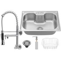 Kit Cuba Cozinha Gourmet Aço Inox C/ Torneira Parede Gourmet