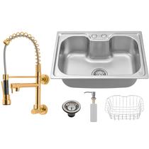 Kit Cuba Cozinha Gourmet Aço Inox C/ Torneira Parede