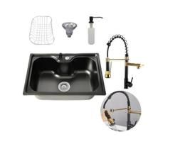 Kit Cuba Cozinha Gourmet Aço Inox E Torneira 2 Saídas