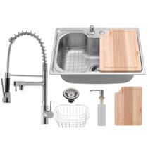 Kit Cuba Cozinha Gourmet Aço Inox Tábua C/ Torneira Extensor