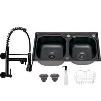 Kit Cuba Cozinha Gourmet Dupla C/ Torneira Parede Preta