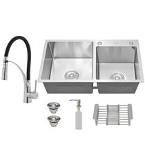 Kit Cuba Cozinha Gourmet Dupla Quadrada C/ Torneira Flexível Kit Cuba Cozinha Gourmet Dupla Quadrada C/ Torneira Flexível