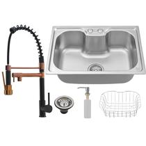 Kit Cuba Cozinha Gourmet Inox C/ Torneira Monocomando Luxo