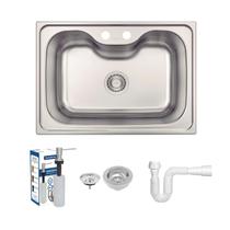 Kit Cuba Cozinha Morgana 60FX Undermount Inox Dosador Detergente Válvula E Sifão Tramontina Cor:Inox