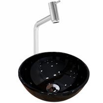 Kit Cuba de Apoio Redonda C01 R30W Banheiro Lavabo com Torneira Válvula Cromado - Lyam Decor