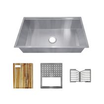 KIT Cuba de cozinha com módulos porta copos e talheres em Aço inox 304 CAC0025-N + Tábua MAC0008